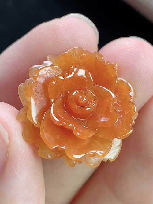 黄翡花开富贵，无裂，尺寸22.1*7.6mm，S09ywg