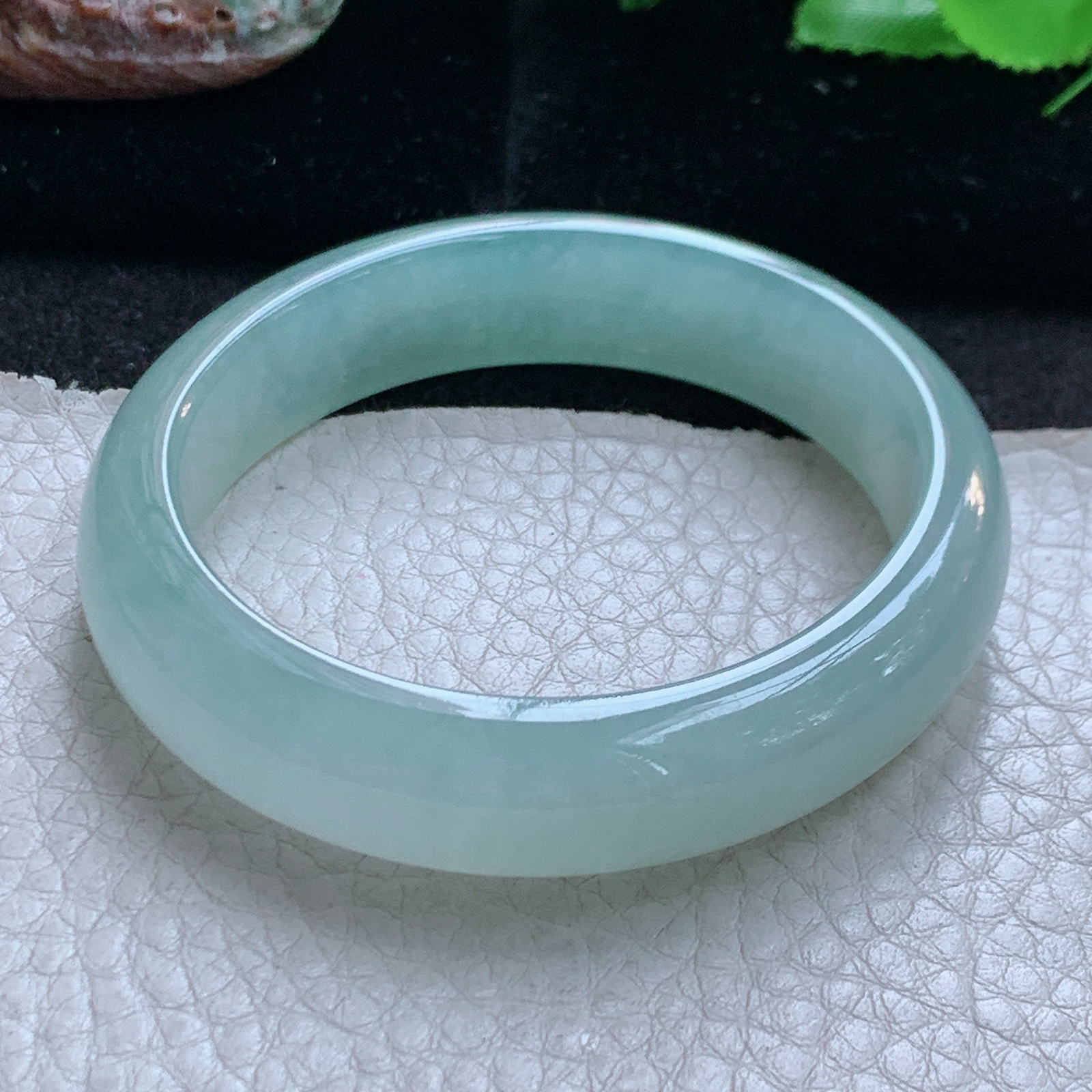 r小圈口52.5*47*12.5*7贵妃镯 缅甸翡翠a货玉手镯冰晴蛋形宽边玉手环