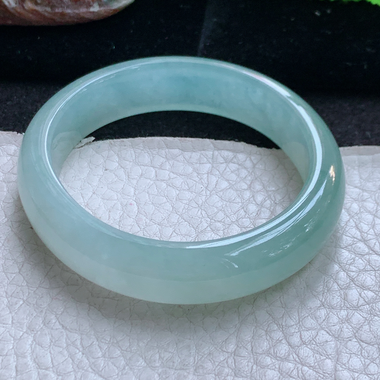 r小圈口52.5*47*12.5*7贵妃镯 缅甸翡翠a货玉手镯冰晴蛋形宽边玉手环