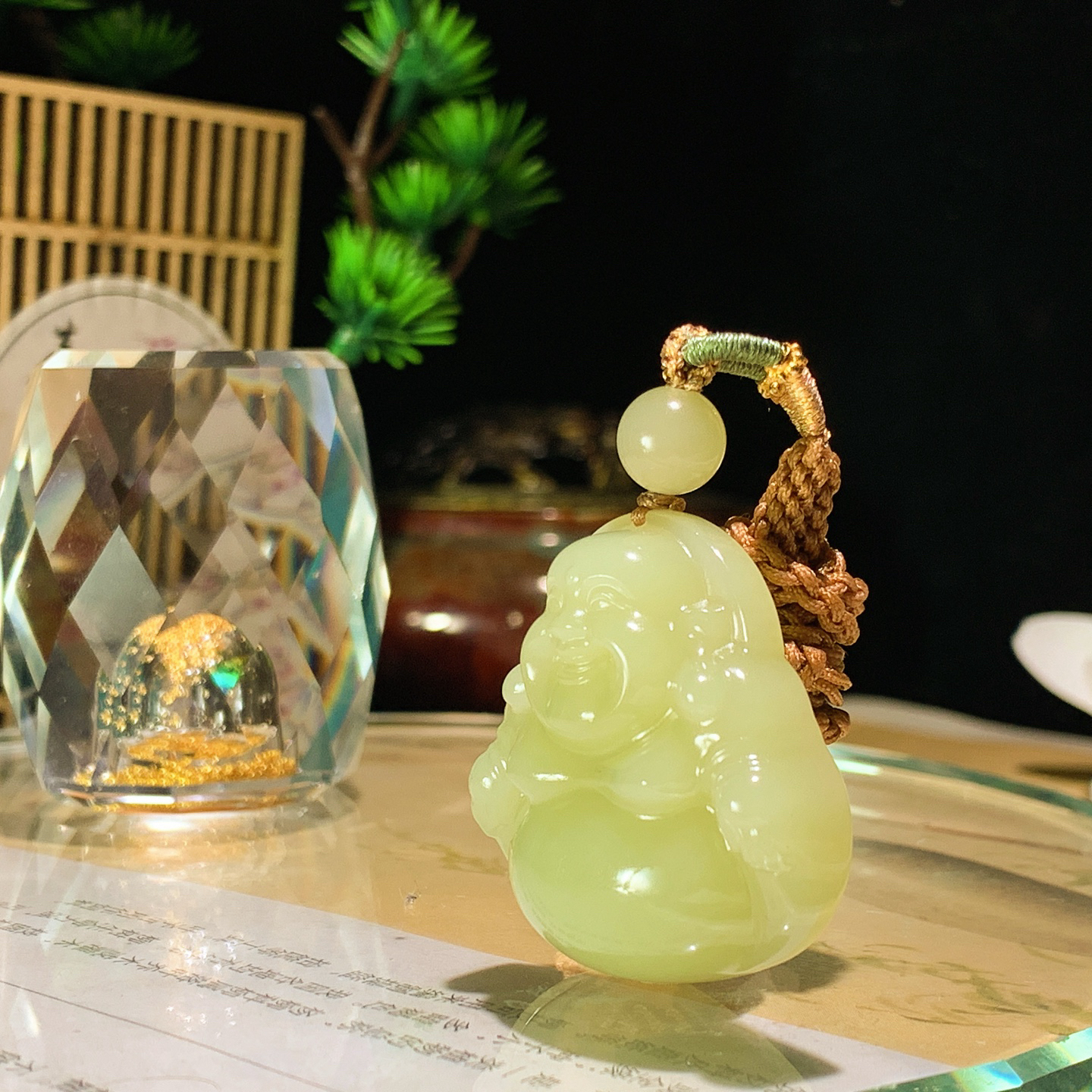 新疆若羌黄口料佛引福来挂件 尺寸35/35/12！玉质细腻油润 底色纯净 脂粉好，品质好！lt2601008
