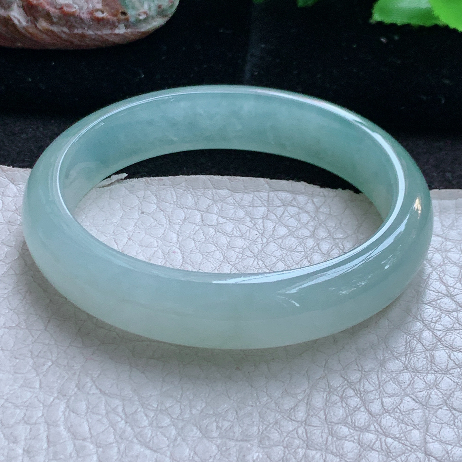 r小圈口52.5*47*12.5*7贵妃镯 缅甸翡翠a货玉手镯冰晴蛋形宽边玉手环