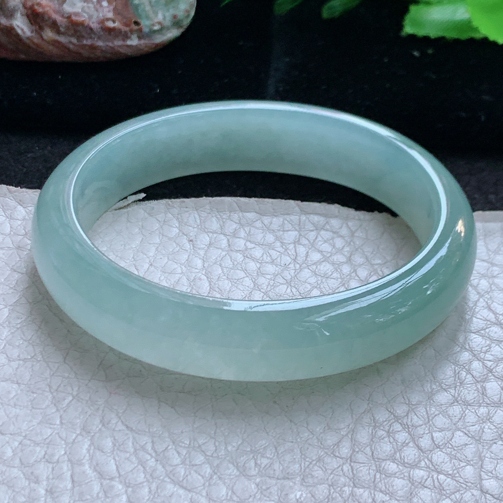 r小圈口52.5*47*12.5*7贵妃镯 缅甸翡翠a货玉手镯冰晴蛋形宽边玉手环