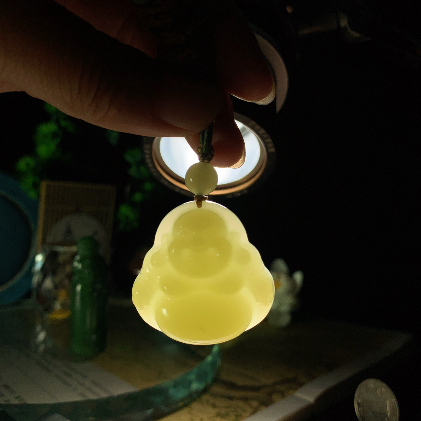 新疆若羌黄口料佛引福来挂件 尺寸35/35/12！玉质细腻油润 底色纯净 脂粉好，品质好！lt2601008