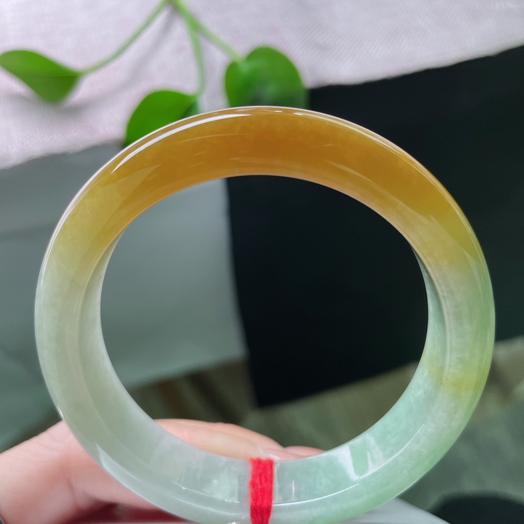 55.2/12.5/8.4黄加绿正圈，水润细腻，大地鎏金，碧色入骨，典雅贵气，无裂，ss57244a
