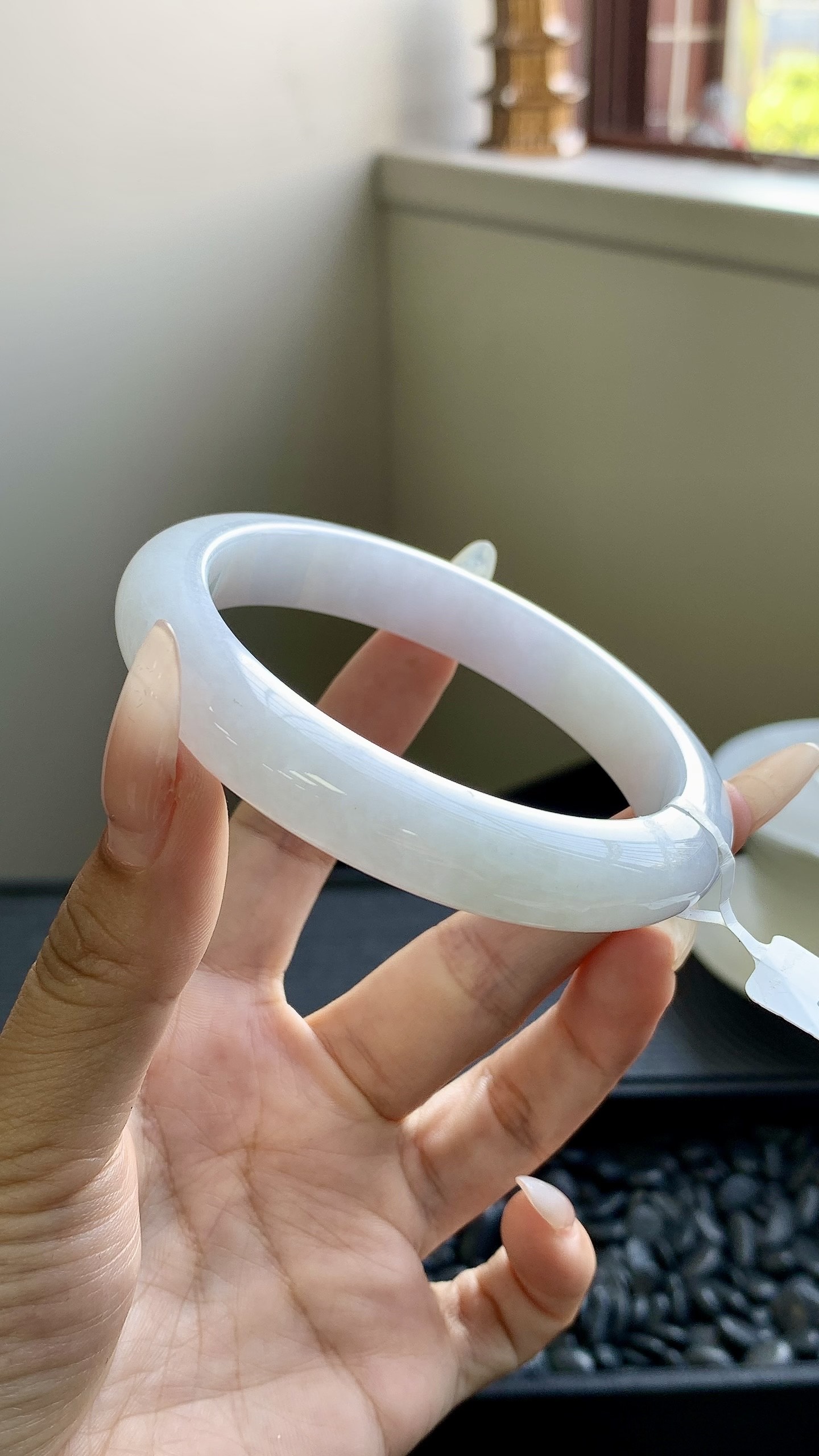 大圈口淡紫底正圈手镯成品 HYY-6388 尺寸：61-12-9
