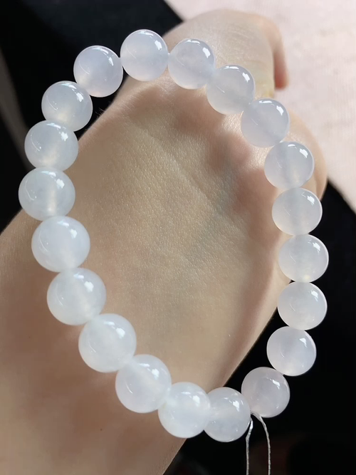 冰种玉珠手链，尺寸9.6mm，S10mhy