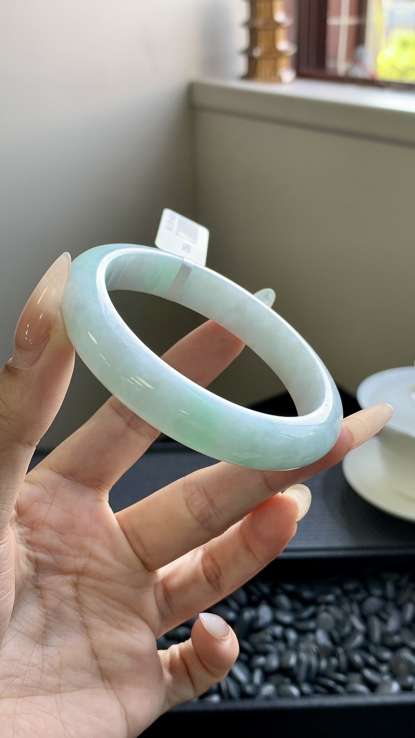 飘绿正圈手镯成品 HYY-6116 尺寸：56.5-12-8