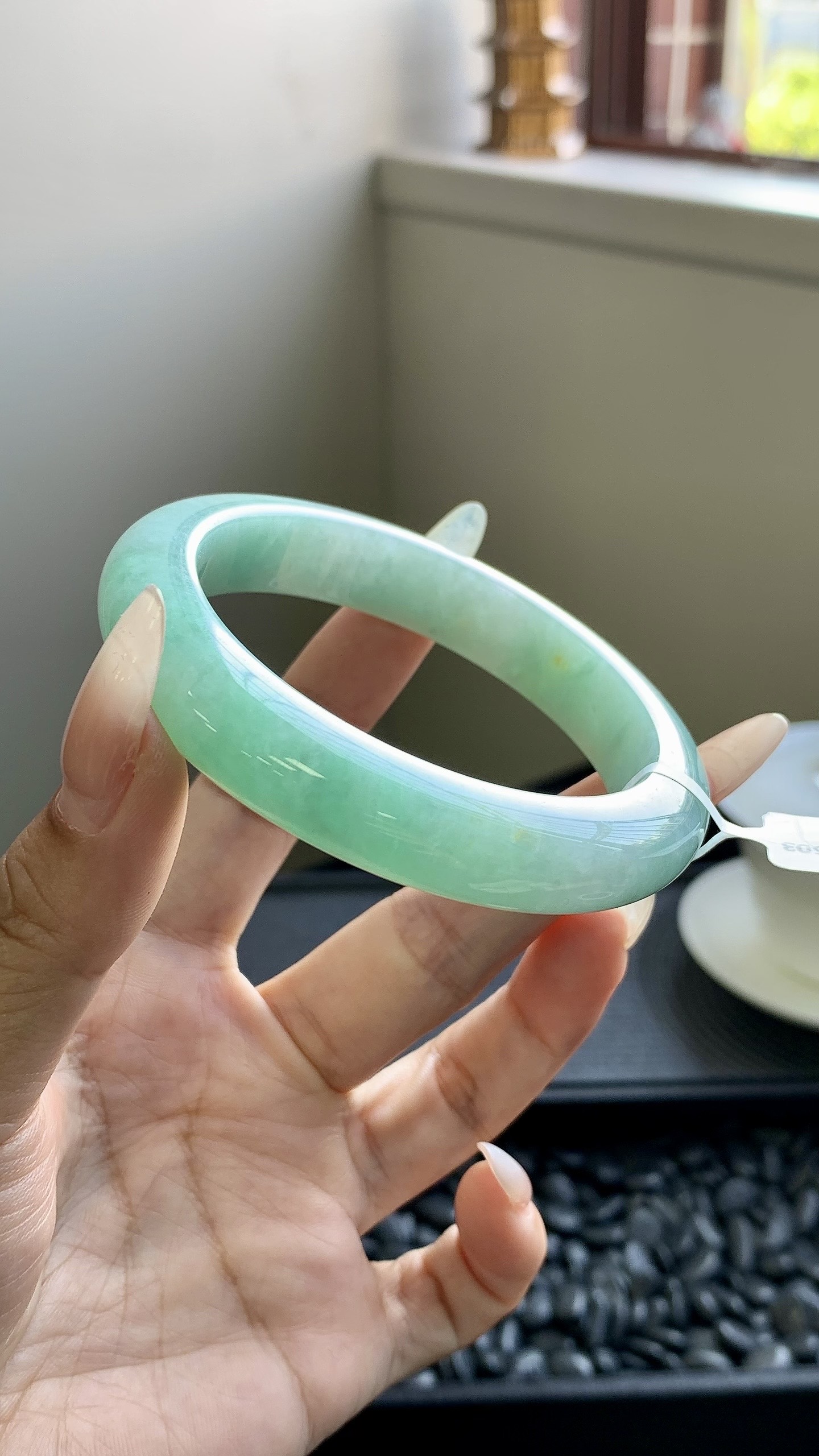 果绿正圈手镯成品 HYY-8503 尺寸：56.5-12-9