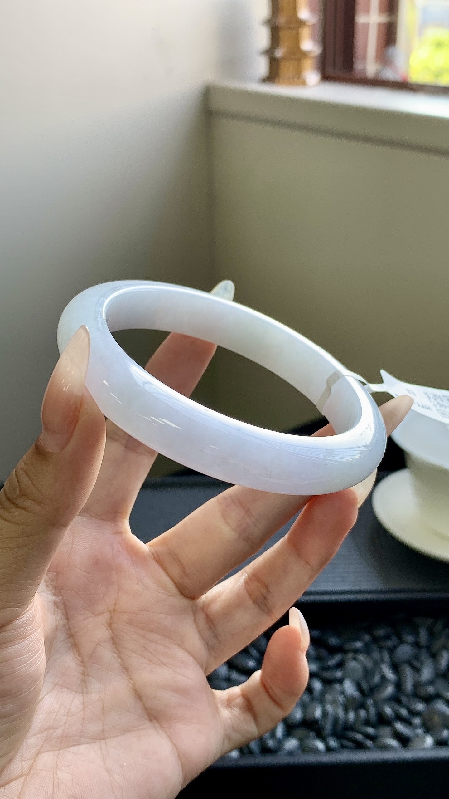 大圈口淡紫底正圈手镯成品 HYY-6388 尺寸：61-12-9