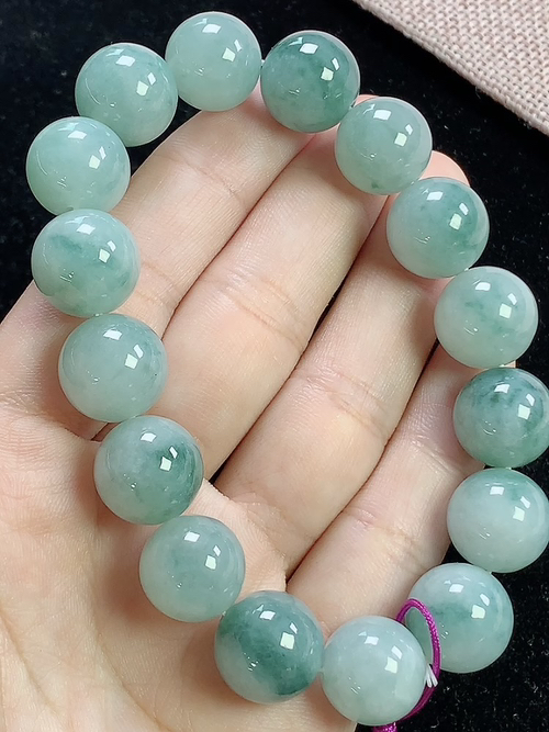 飘花玉珠手链，尺寸13.5mm，S10zg9
