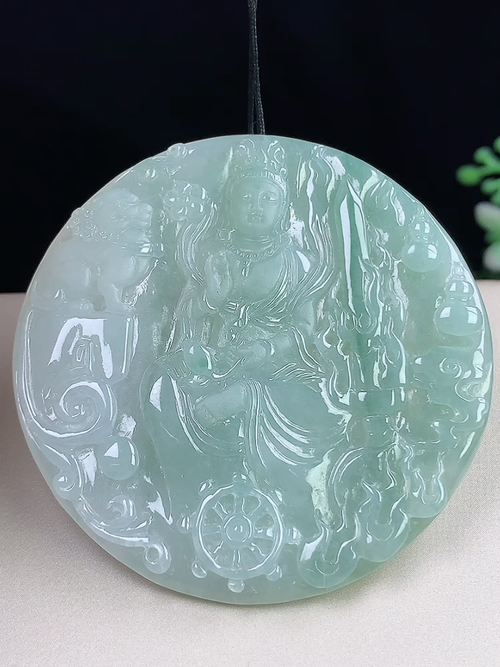 飘花文殊观音，无裂，尺寸53.3-53.4-4.9mm，S10hwa