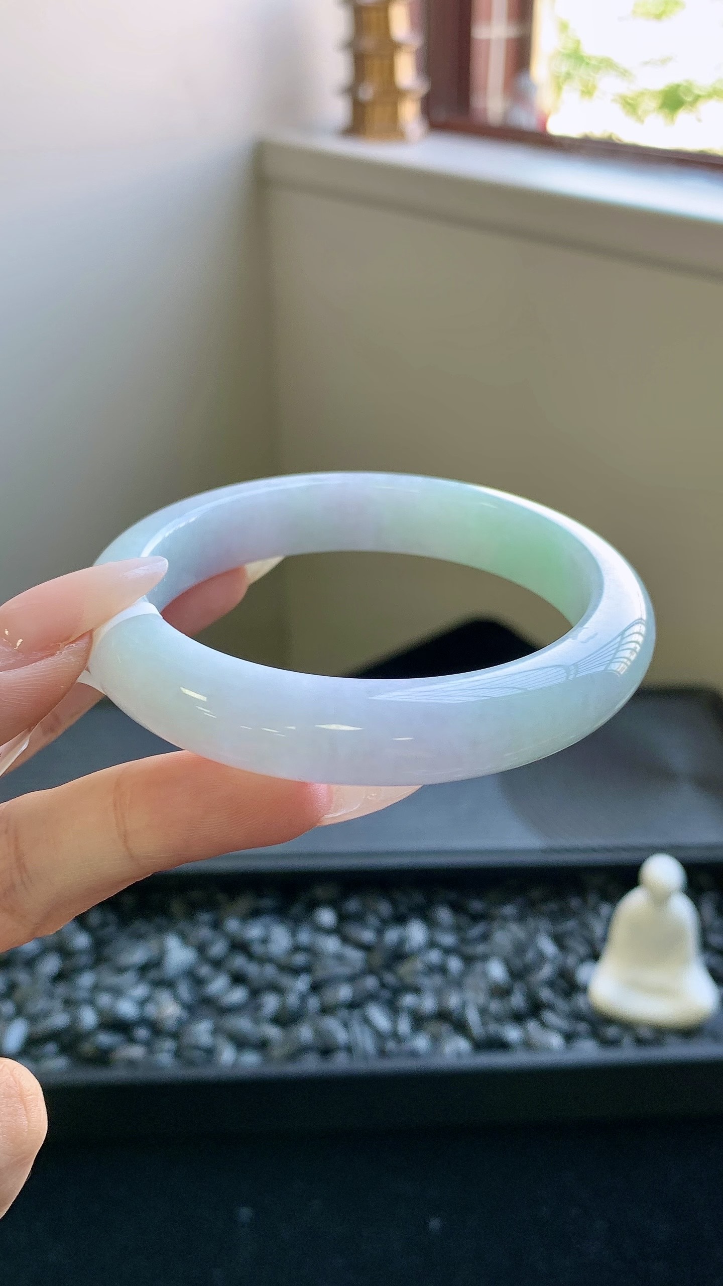 淡春彩正圈手镯成品 HYY-7396 尺寸：58-12-9