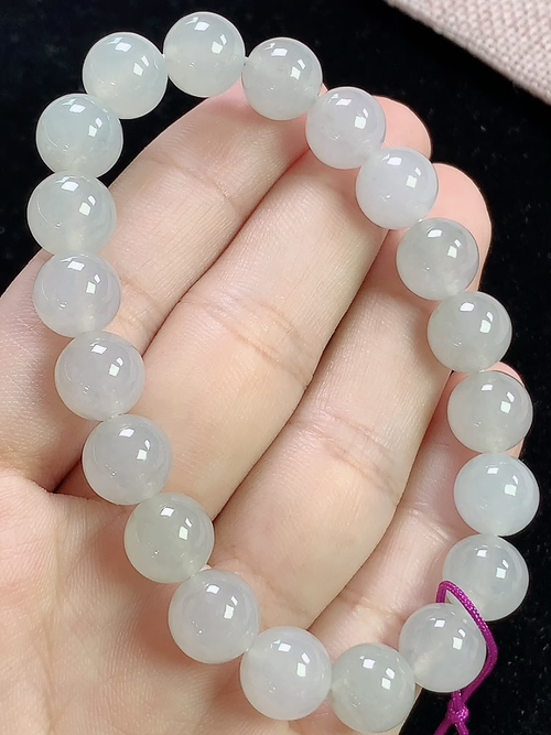 冰种玉珠手链，尺寸9.5mm，S10zg9