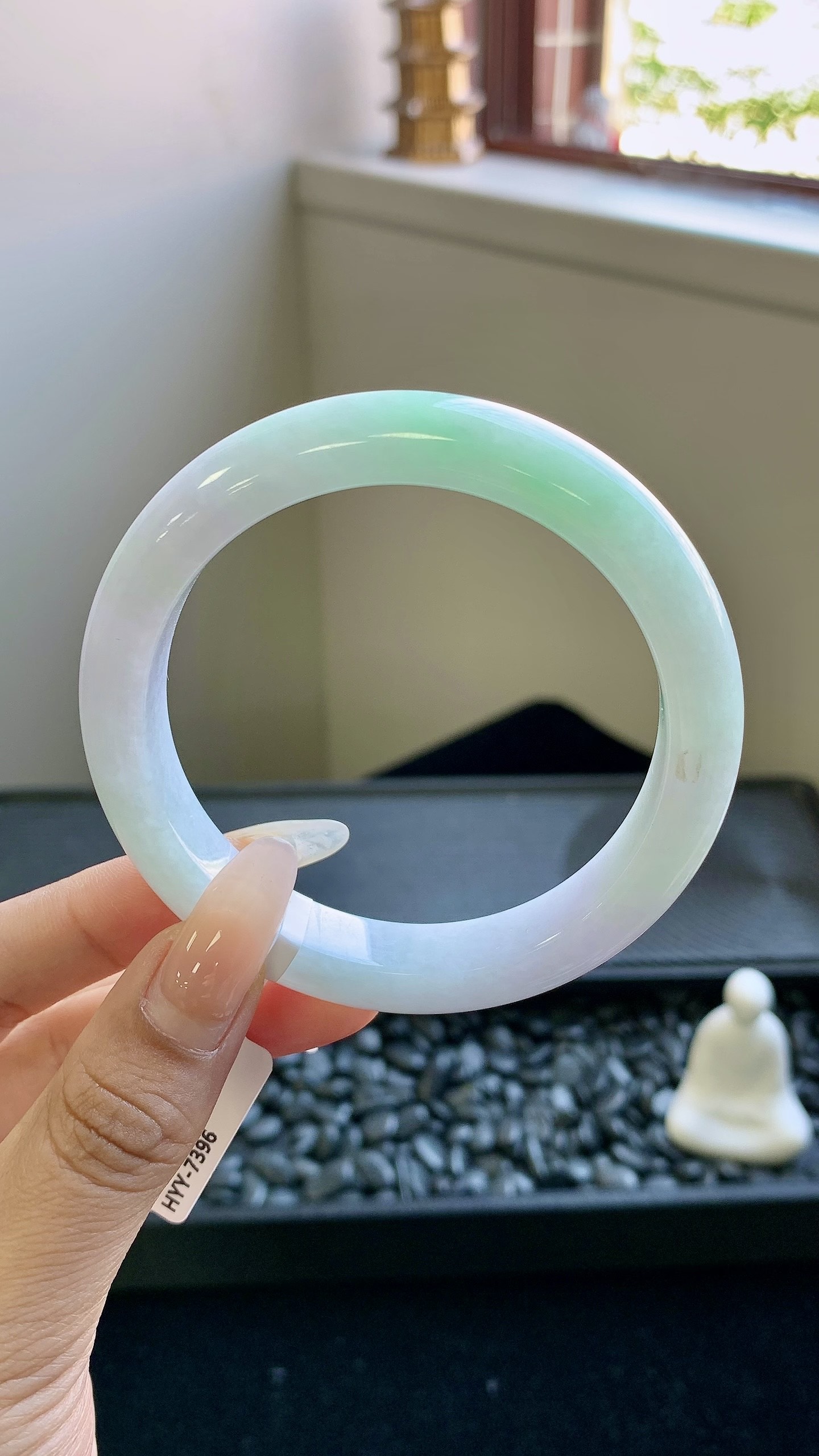 淡春彩正圈手镯成品 HYY-7396 尺寸：58-12-9