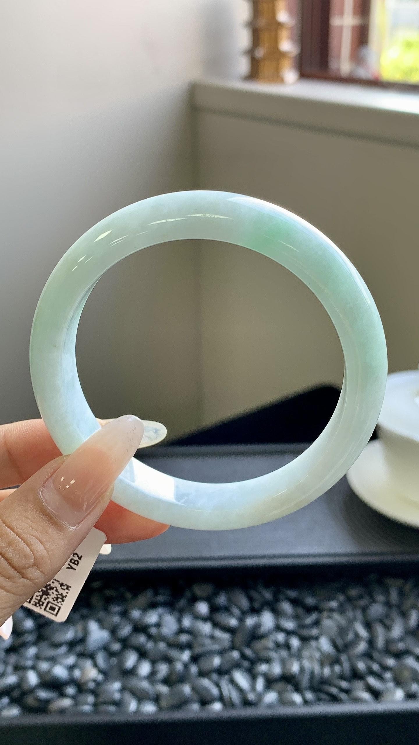 飘绿正圈手镯成品 HYY-6116 尺寸：56.5-12-8