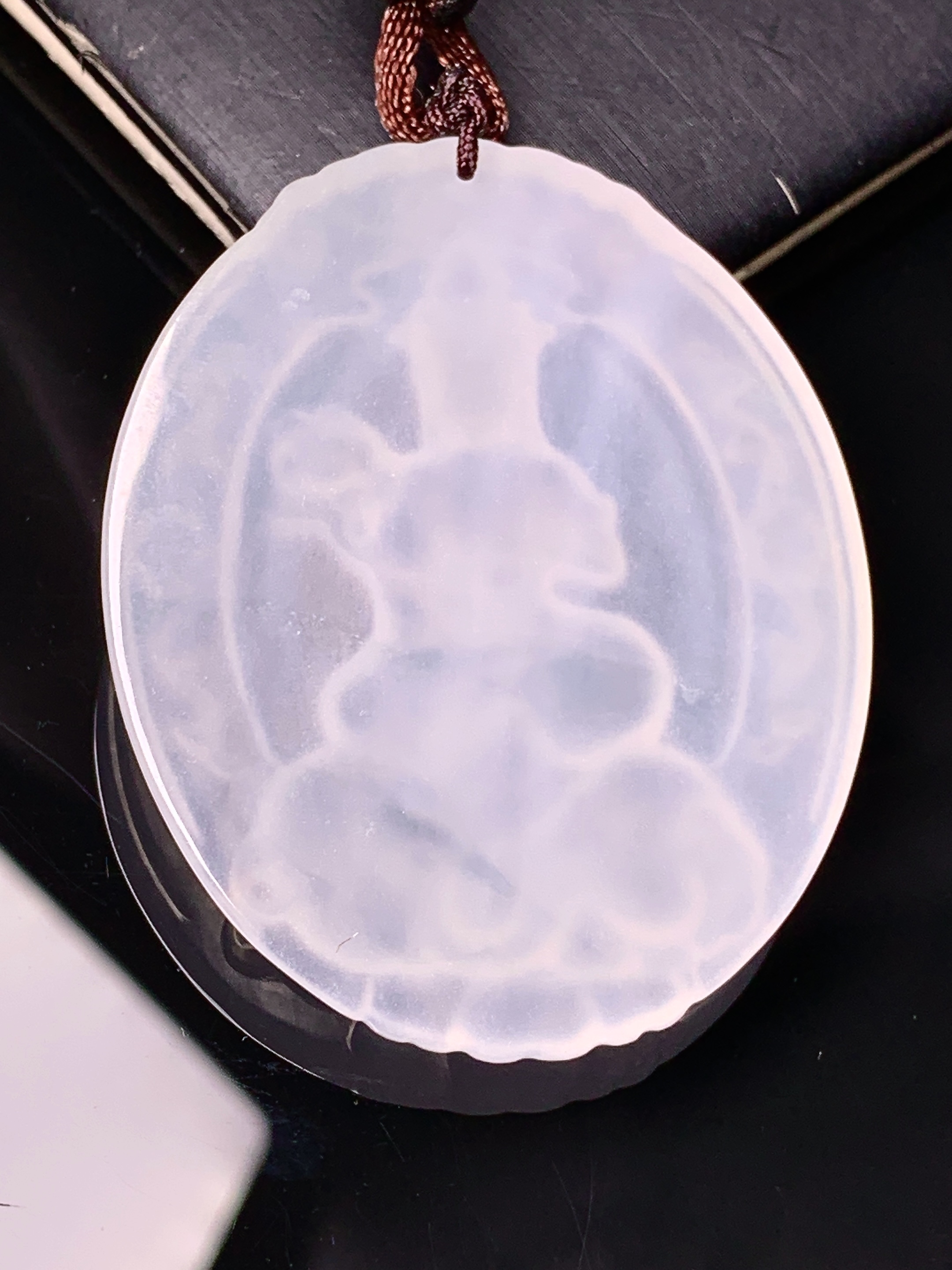 冰种普贤观音菩萨吊坠 玉质细腻 色泽艳丽清新  水润亮眼 整体尺寸48.8*39.5*5.6 b2