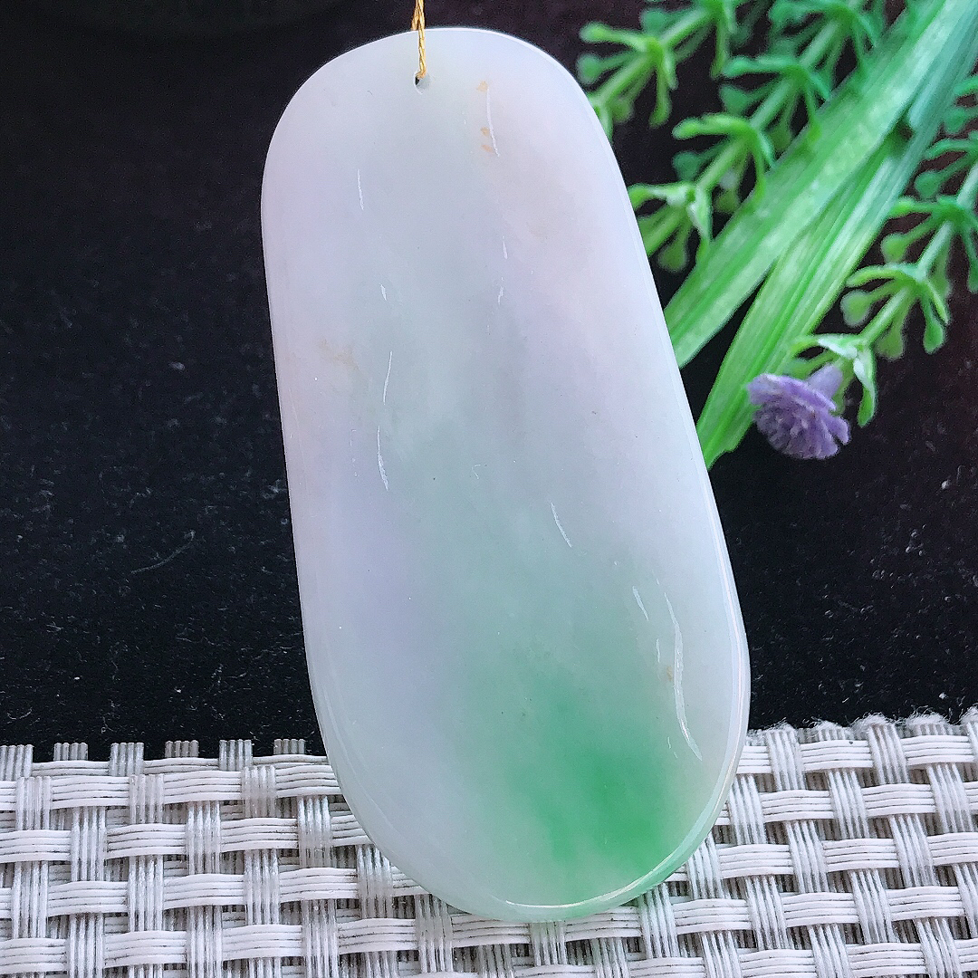 实拍A货翡翠65/32/6.6老坑冰润飘阳绿观音菩萨吊坠翡翠玉牌挂件
