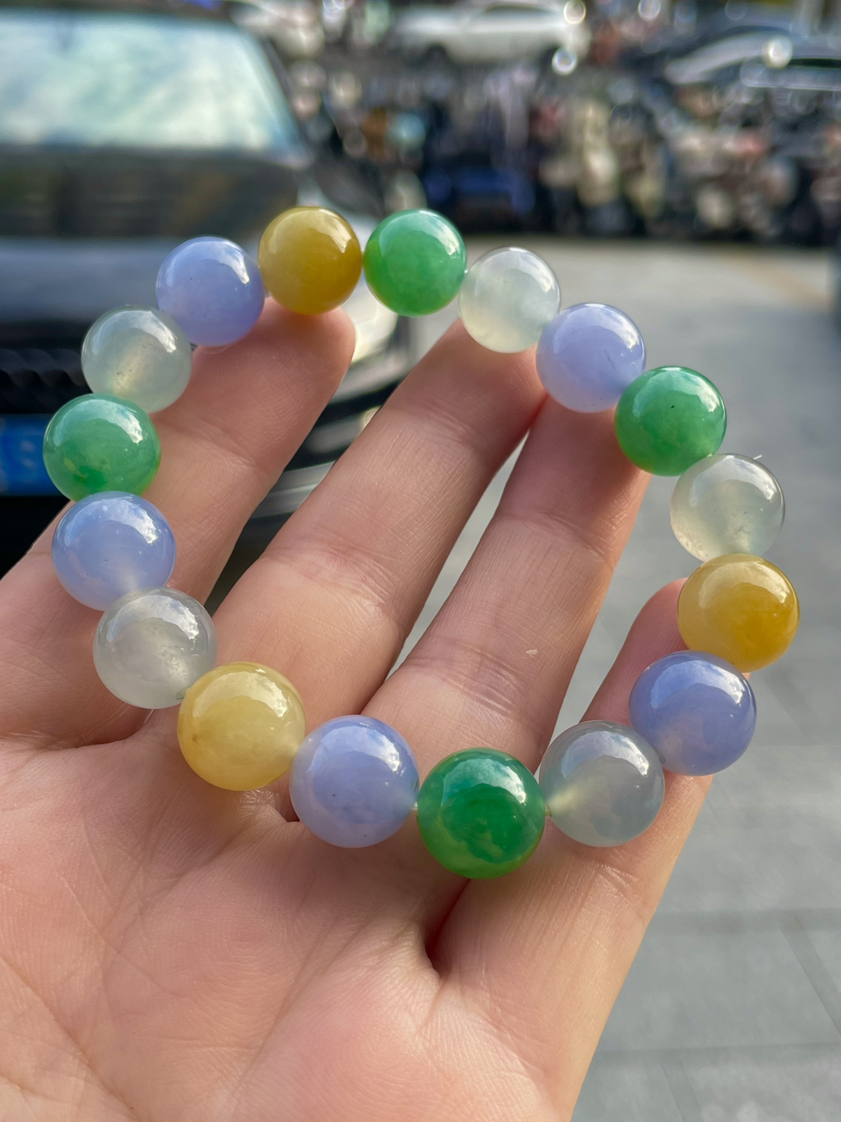【冰种多宝手串】晶莹多彩的糖果串，多宝手串，颜色丰富，更重要的是种水都很好，性价比很不错，直径11.