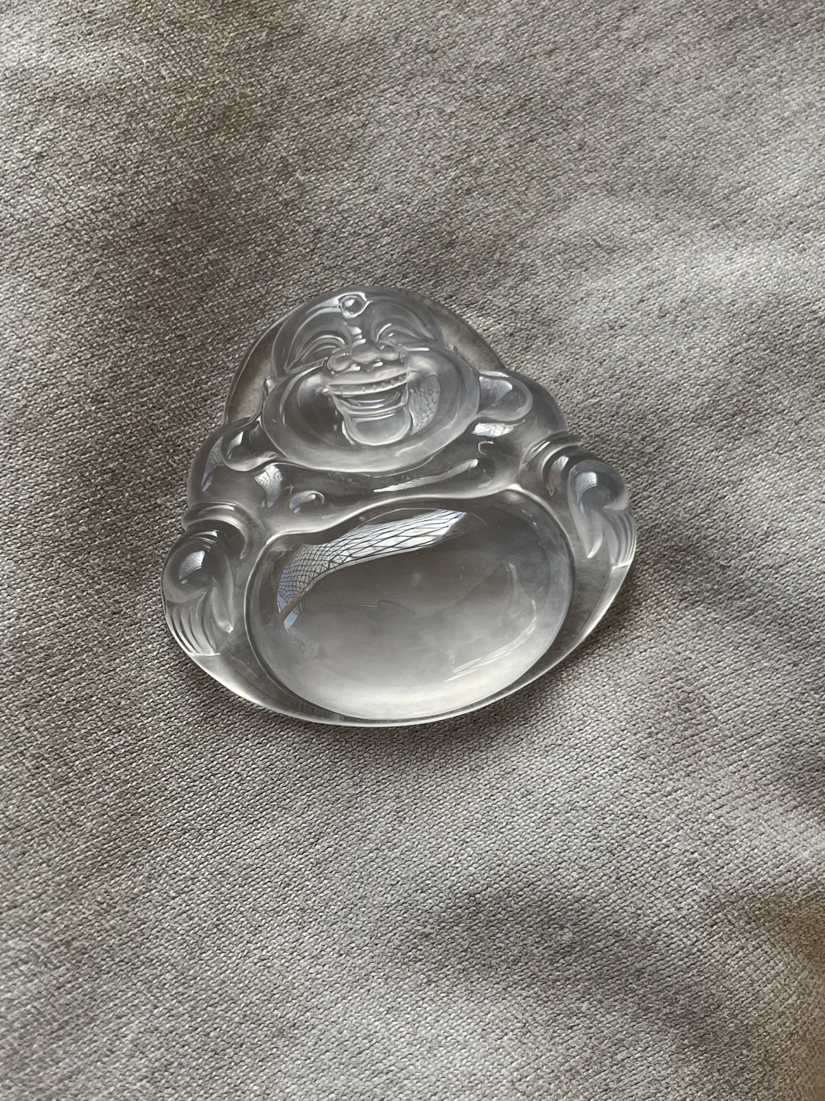 【玻璃种佛公】冰底澄澈通透，光感清亮柔和，底色干净白皙