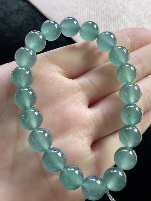 冰蓝水玉珠手链，尺寸9.6mm，S10xtg
