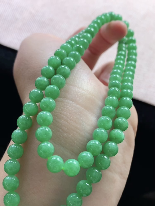 满绿玉珠项链，项链，尺寸6.0-6.5mm，87颗，S10xtg