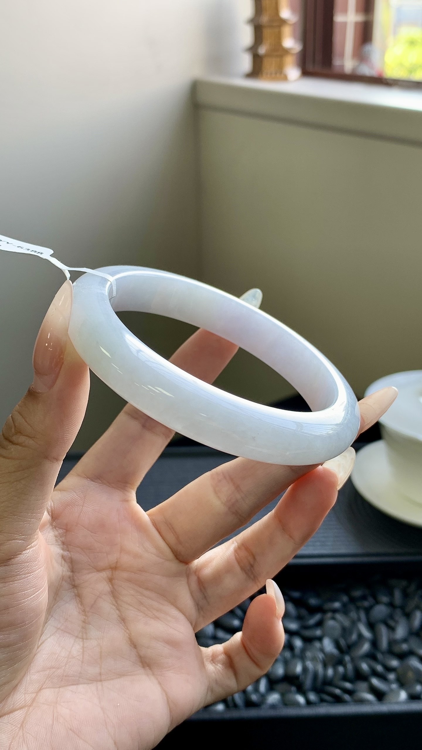 大圈口淡紫底正圈手镯成品 HYY-6388 尺寸：61-12-9