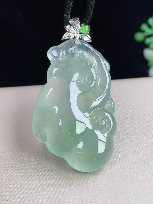 18k金镶冰晴如意，无裂，尺寸33.7-20.5-5.5mm，S11lwh6