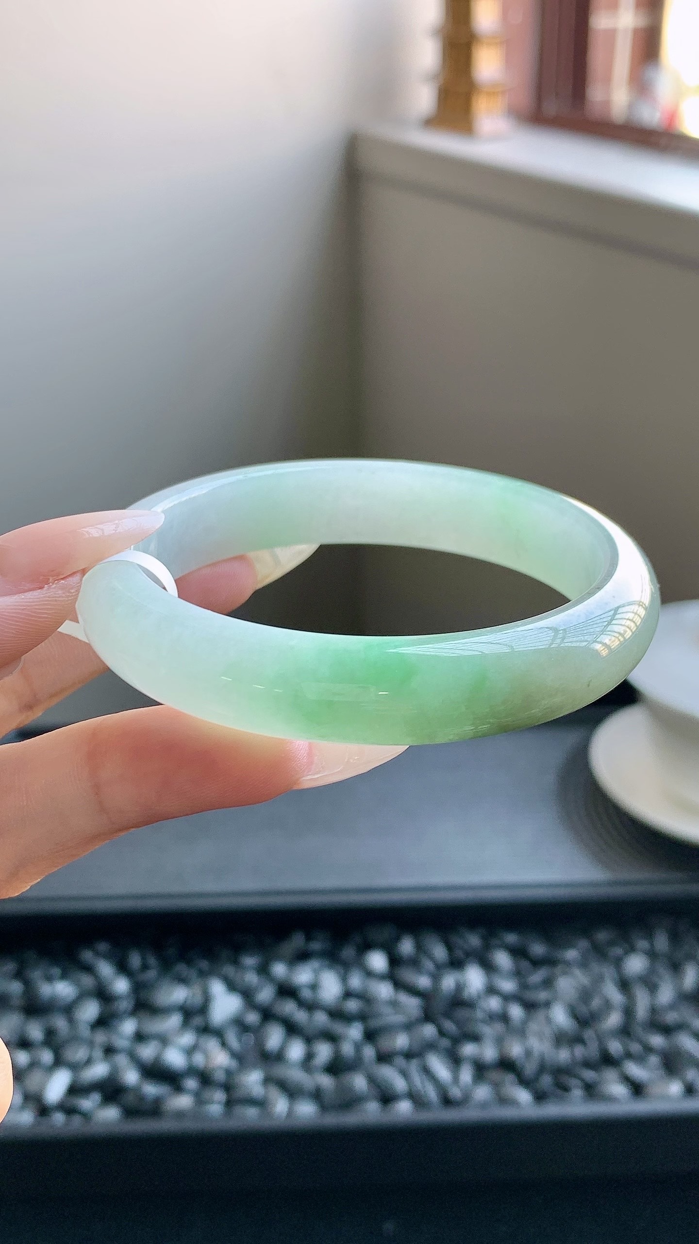 飘绿正圈手镯成品 HYY-9675 尺寸：57-12-8