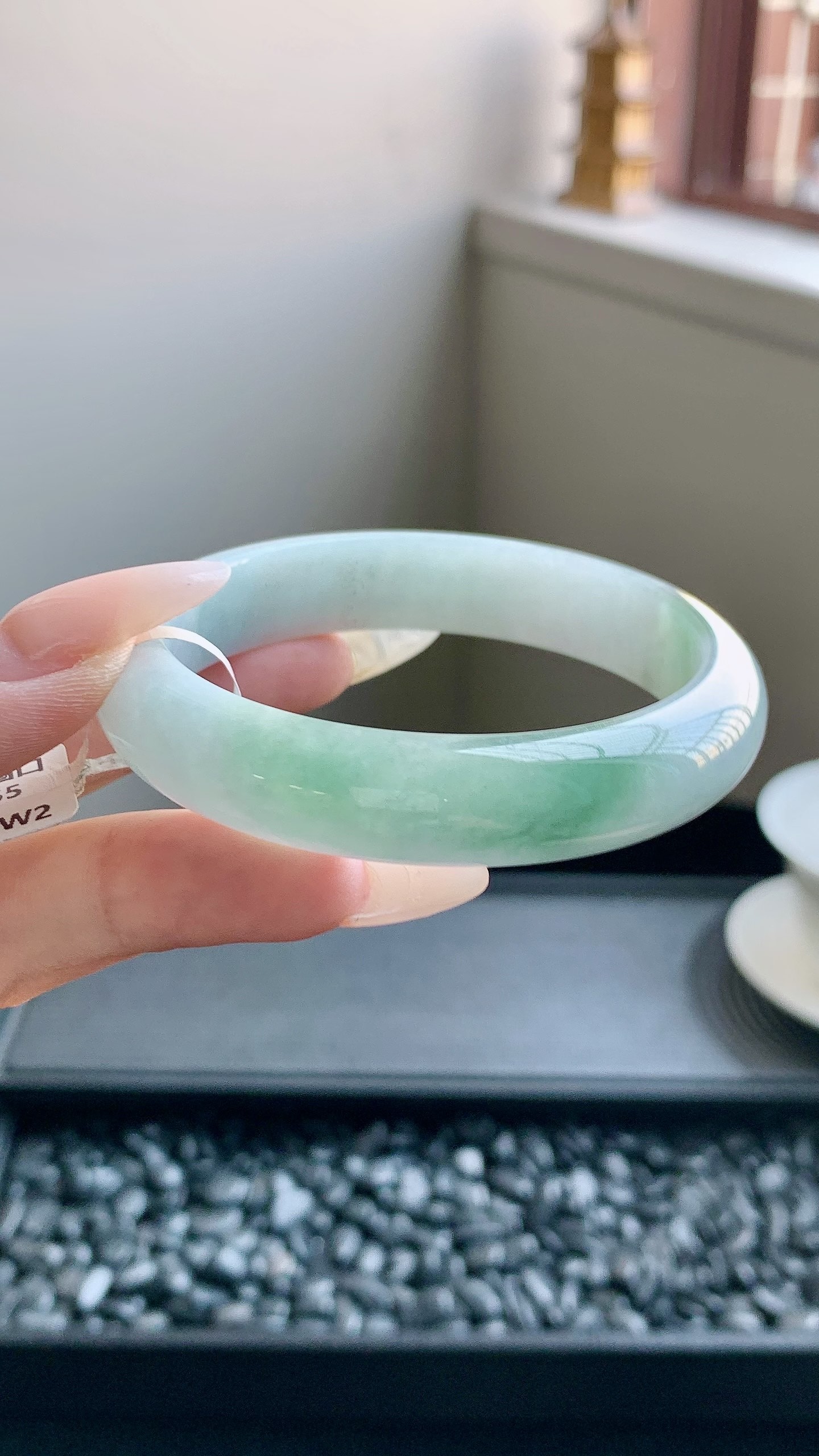 半山水正圈手镯成品（微瑕）HYY-9659 尺寸：55-12-7