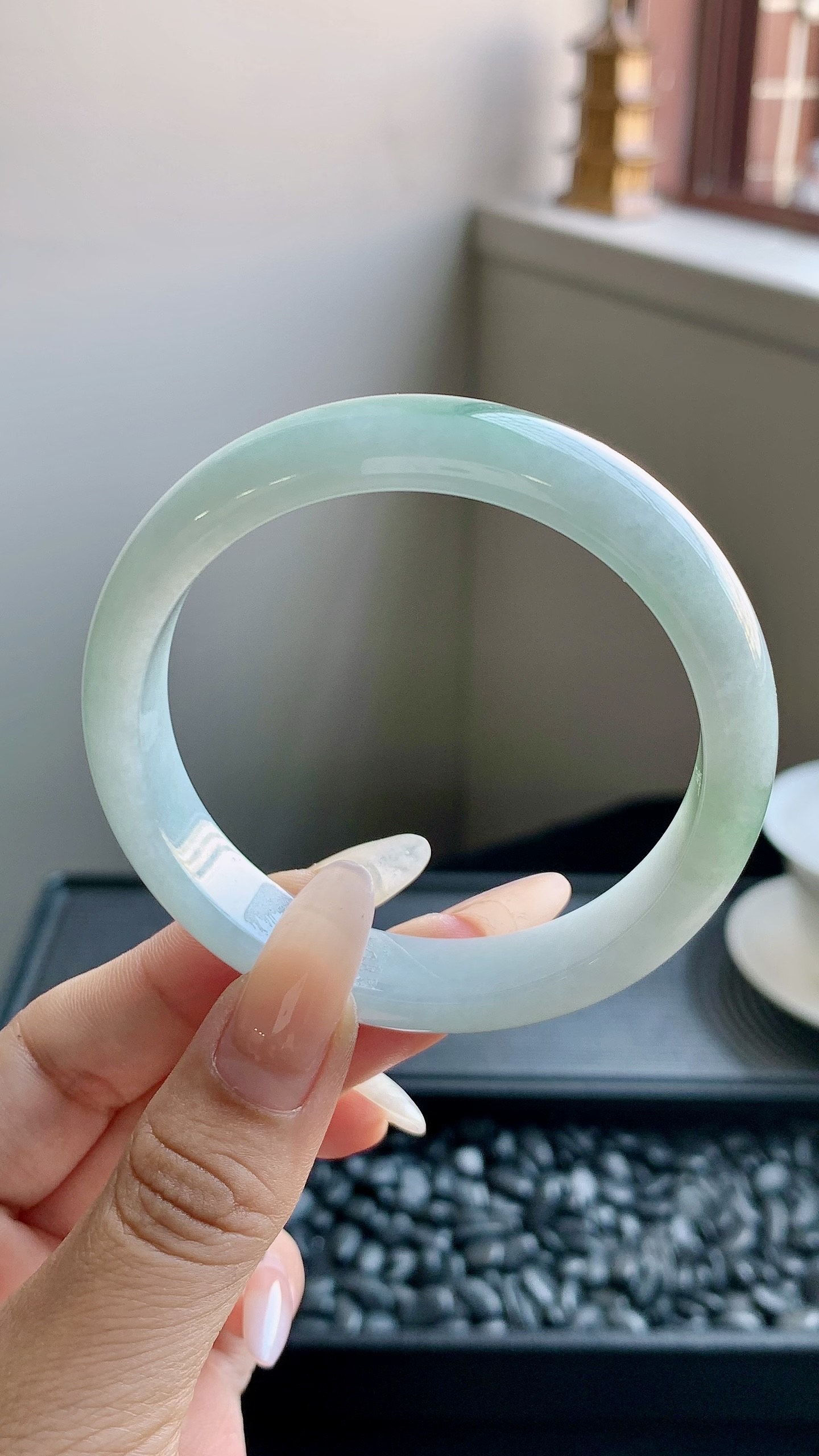 半山水正圈手镯成品（微瑕）HYY-9659 尺寸：55-12-7