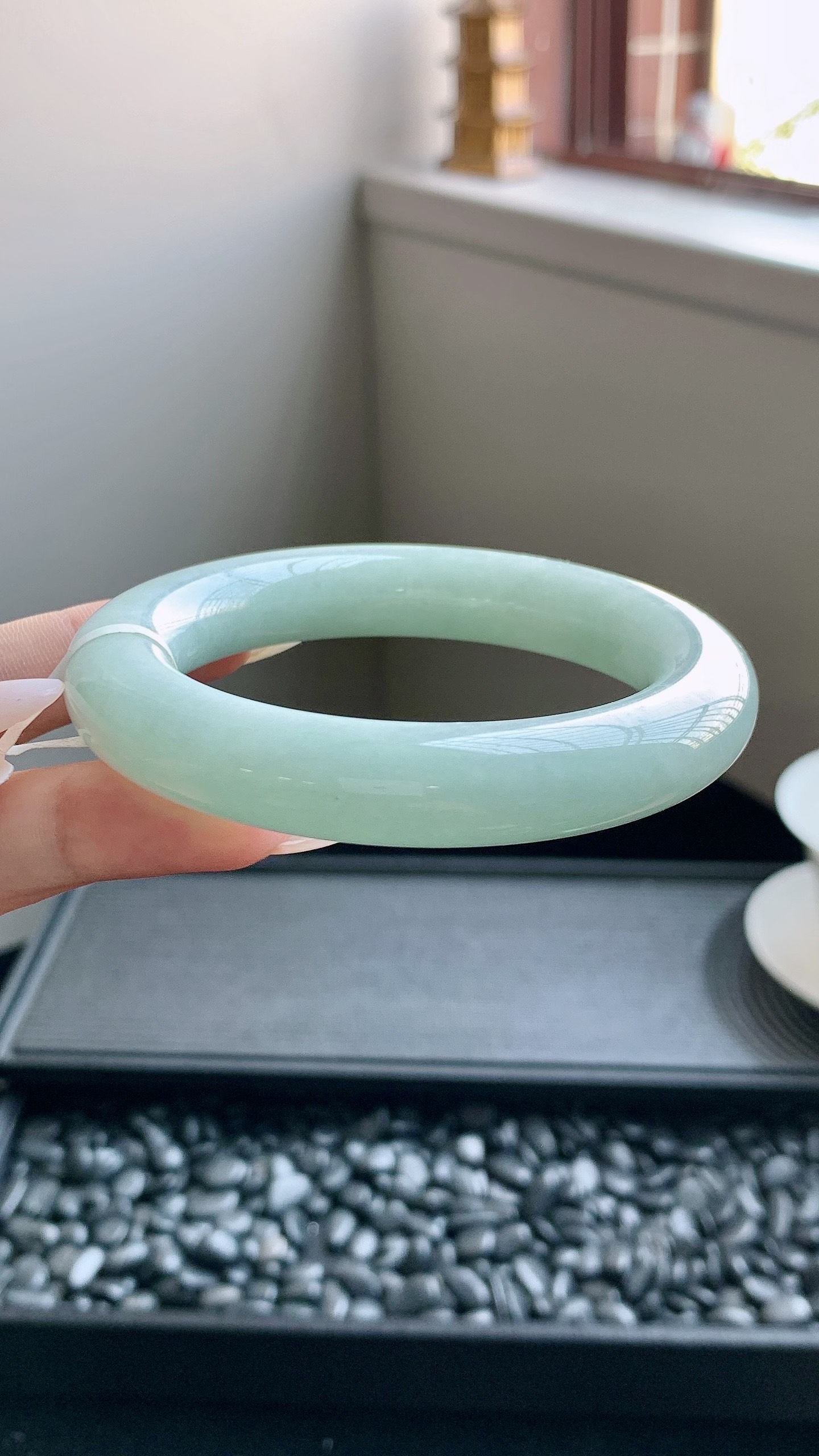 晴蓝圆条手镯成品 HYY-2303 尺寸：54.5-12-12
