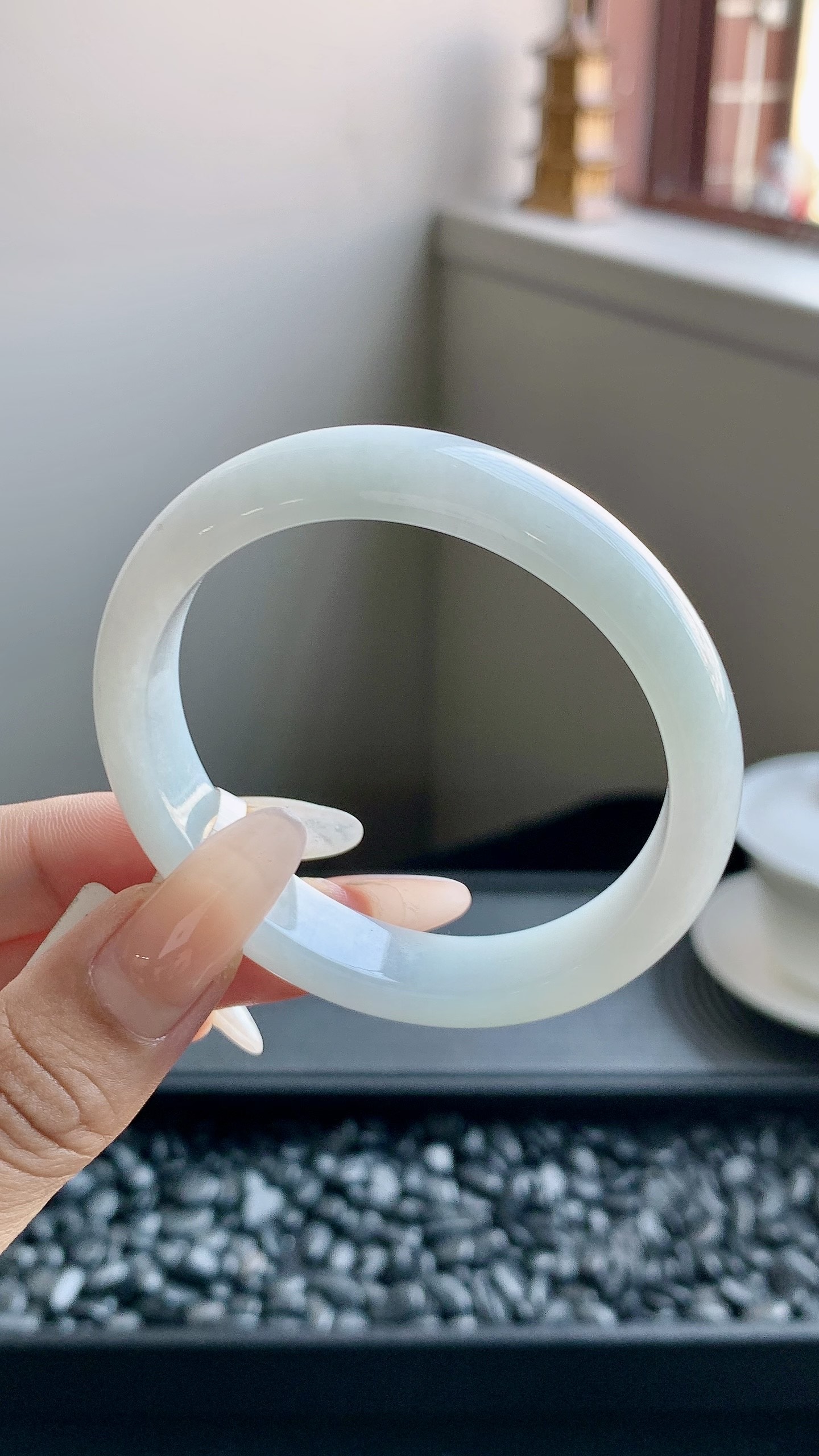 晴底贵妃手镯成品（有裂） HYY-2573 尺寸：51-12-7