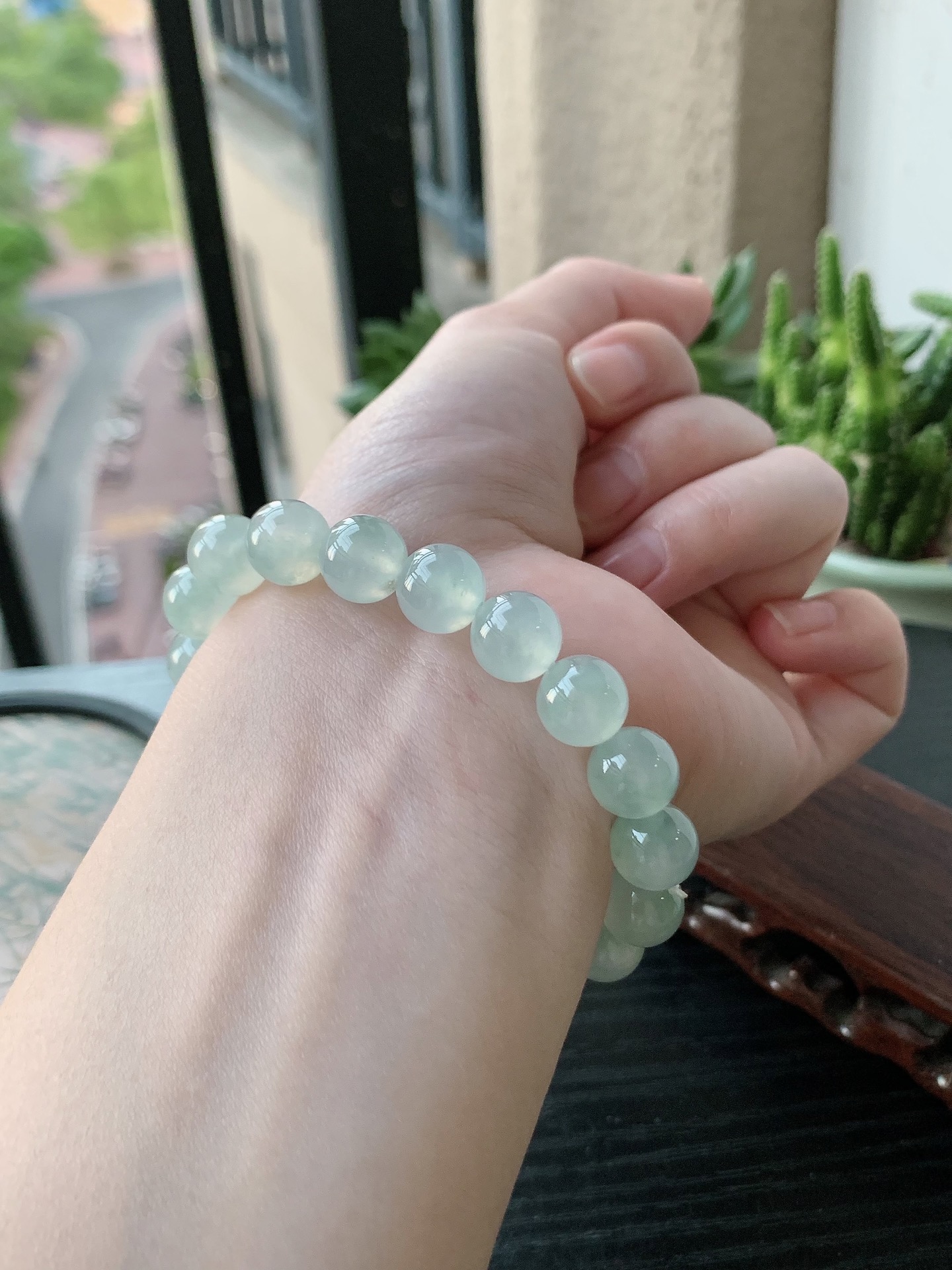 老坑冰种胶感白月光圆珠手串 裸石尺寸:10mm