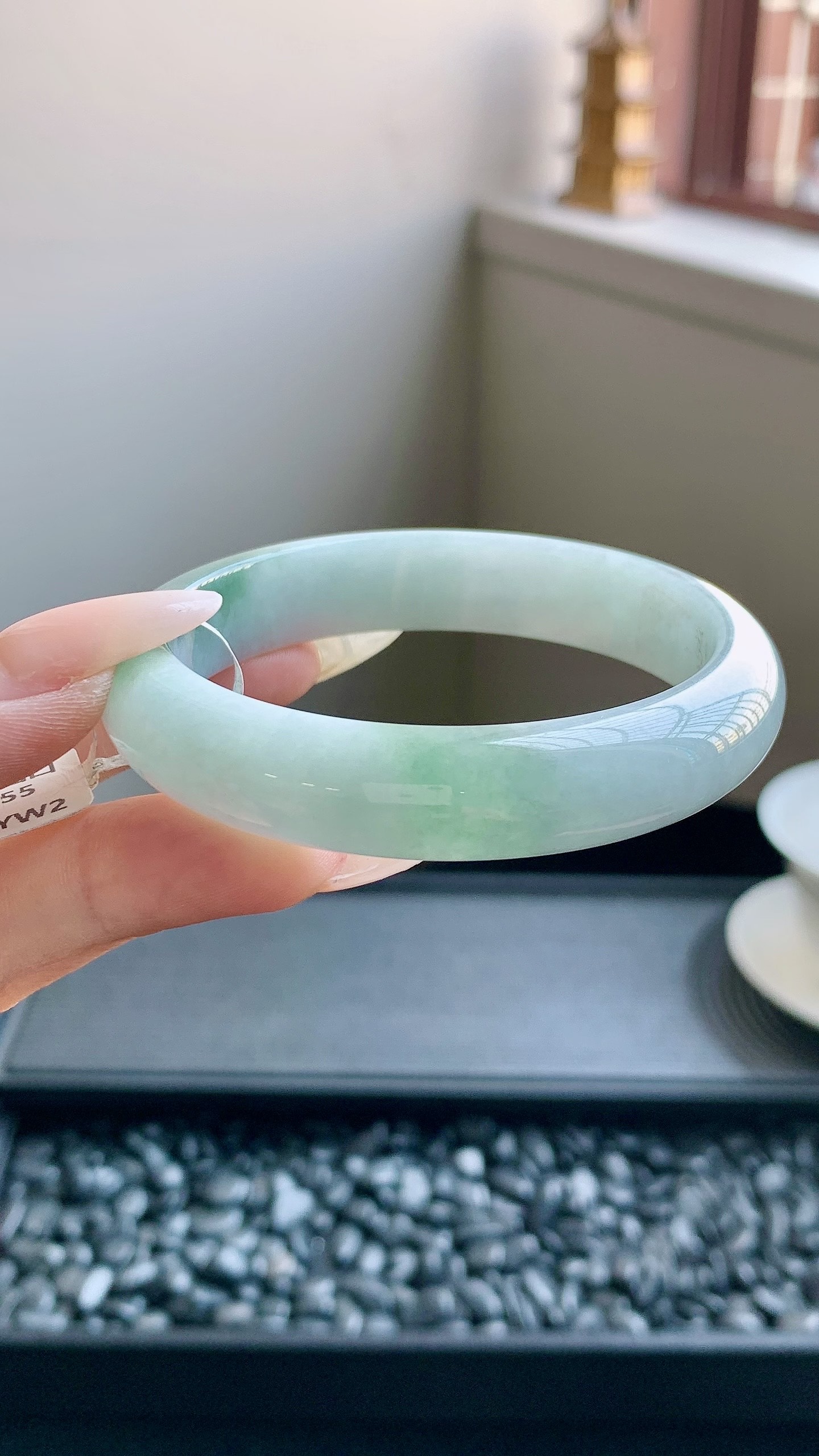 半山水正圈手镯成品（微瑕）HYY-9659 尺寸：55-12-7