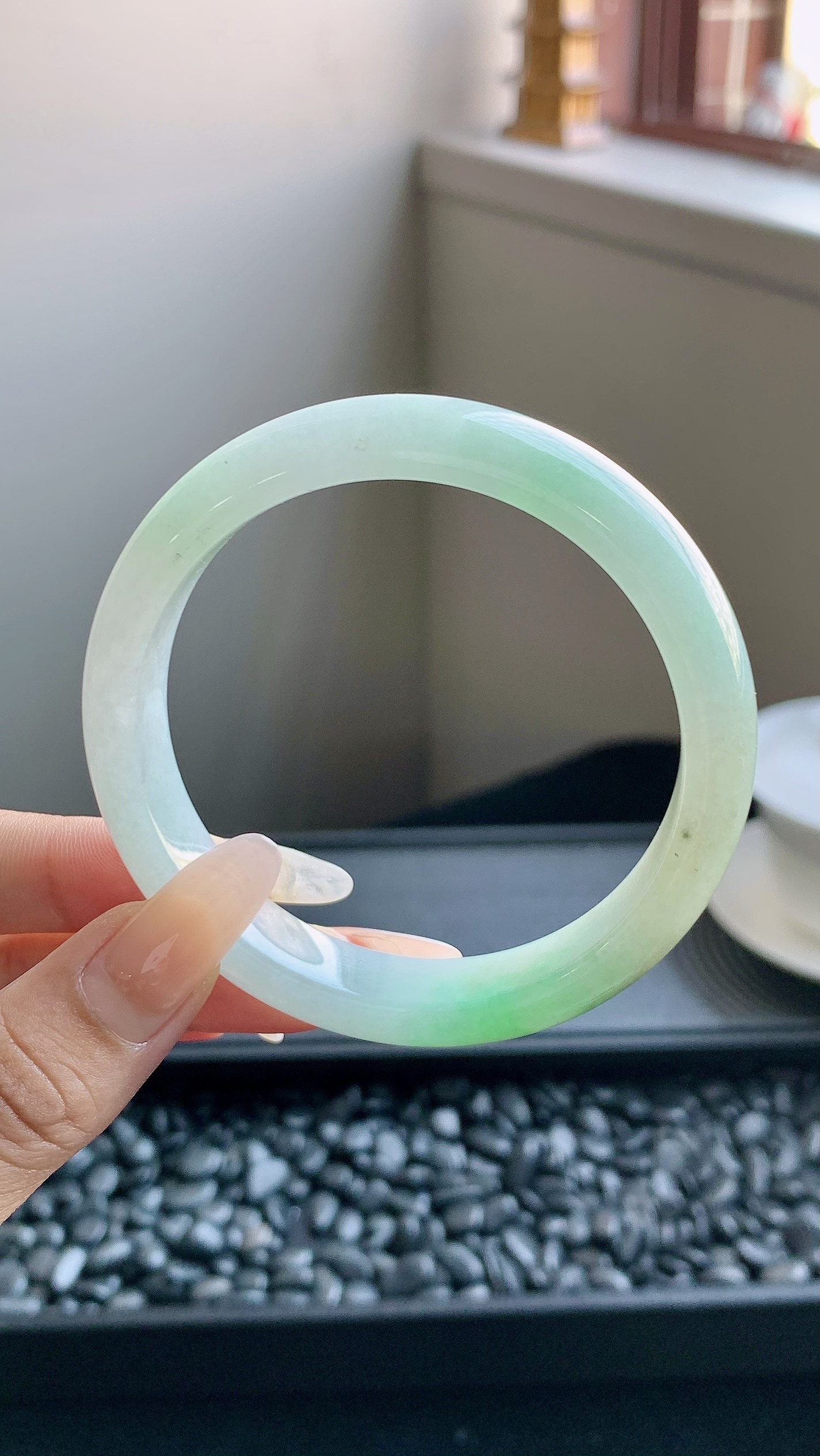 飘绿正圈手镯成品 HYY-9675 尺寸：57-12-8