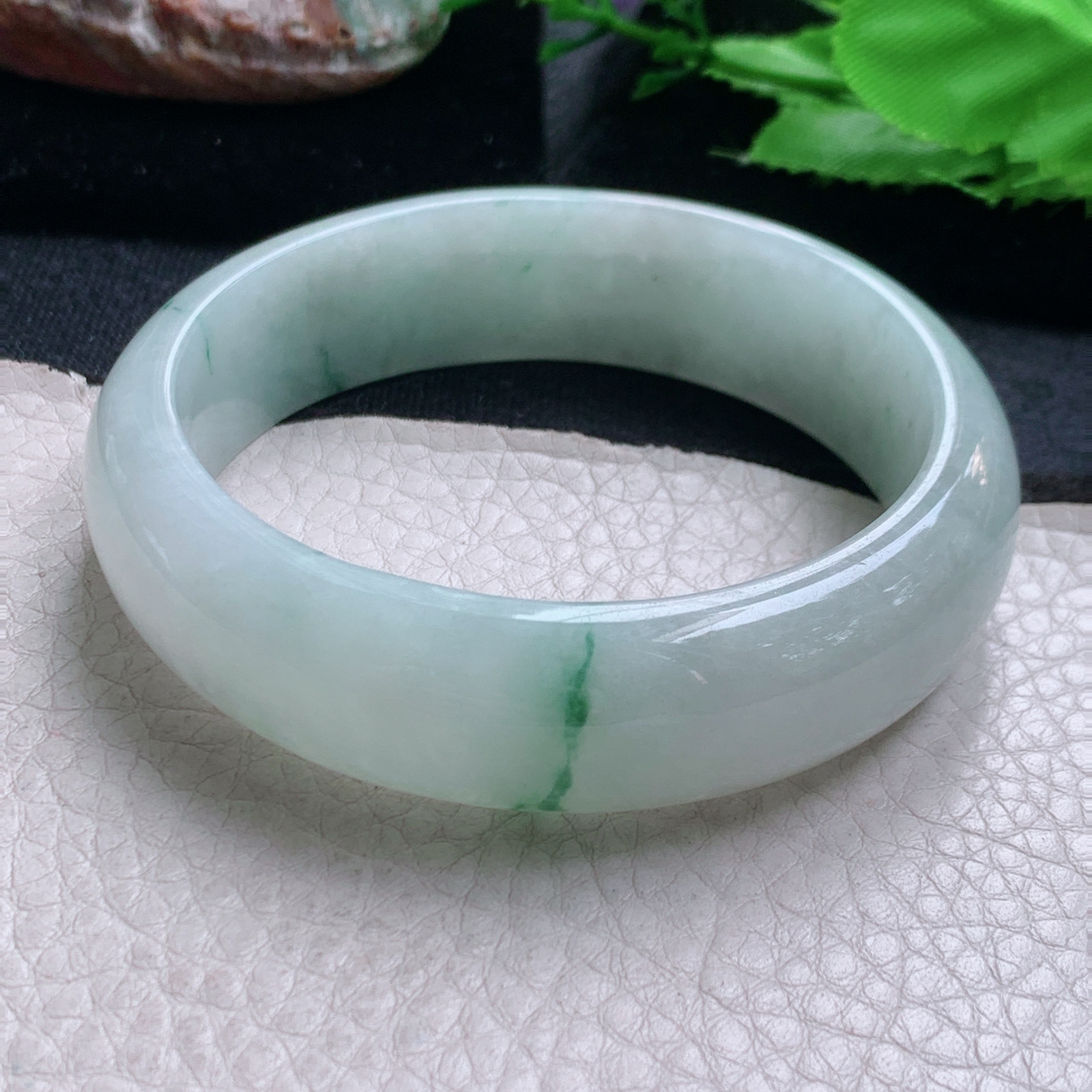 hy实拍58.5*17*7.8轮胎镯 缅甸翡翠a货玉手镯飘花宽边玉手环