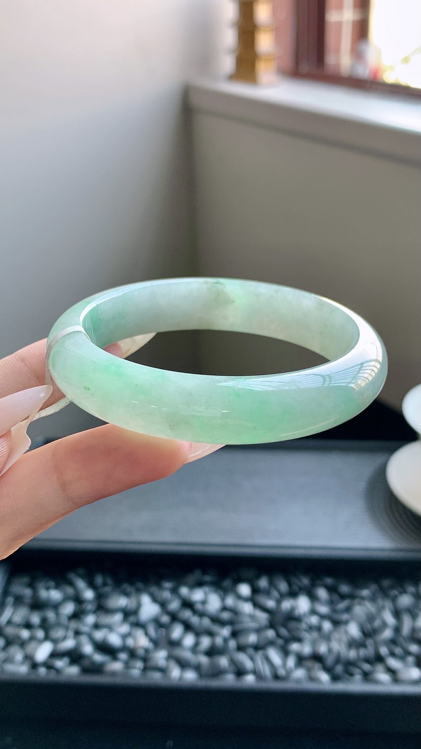 飘绿花正圈手镯成品 HYY-3572 尺寸：54-12-8