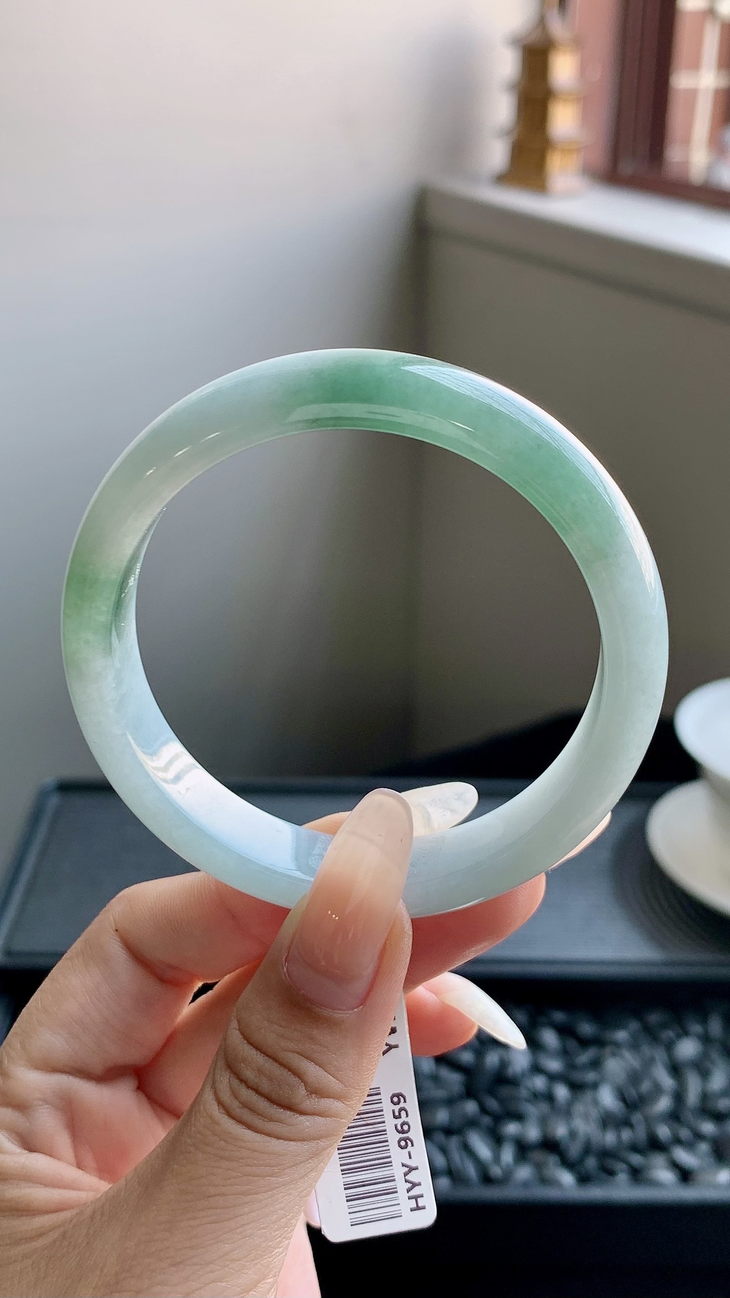 半山水正圈手镯成品（微瑕）HYY-9659 尺寸：55-12-7
