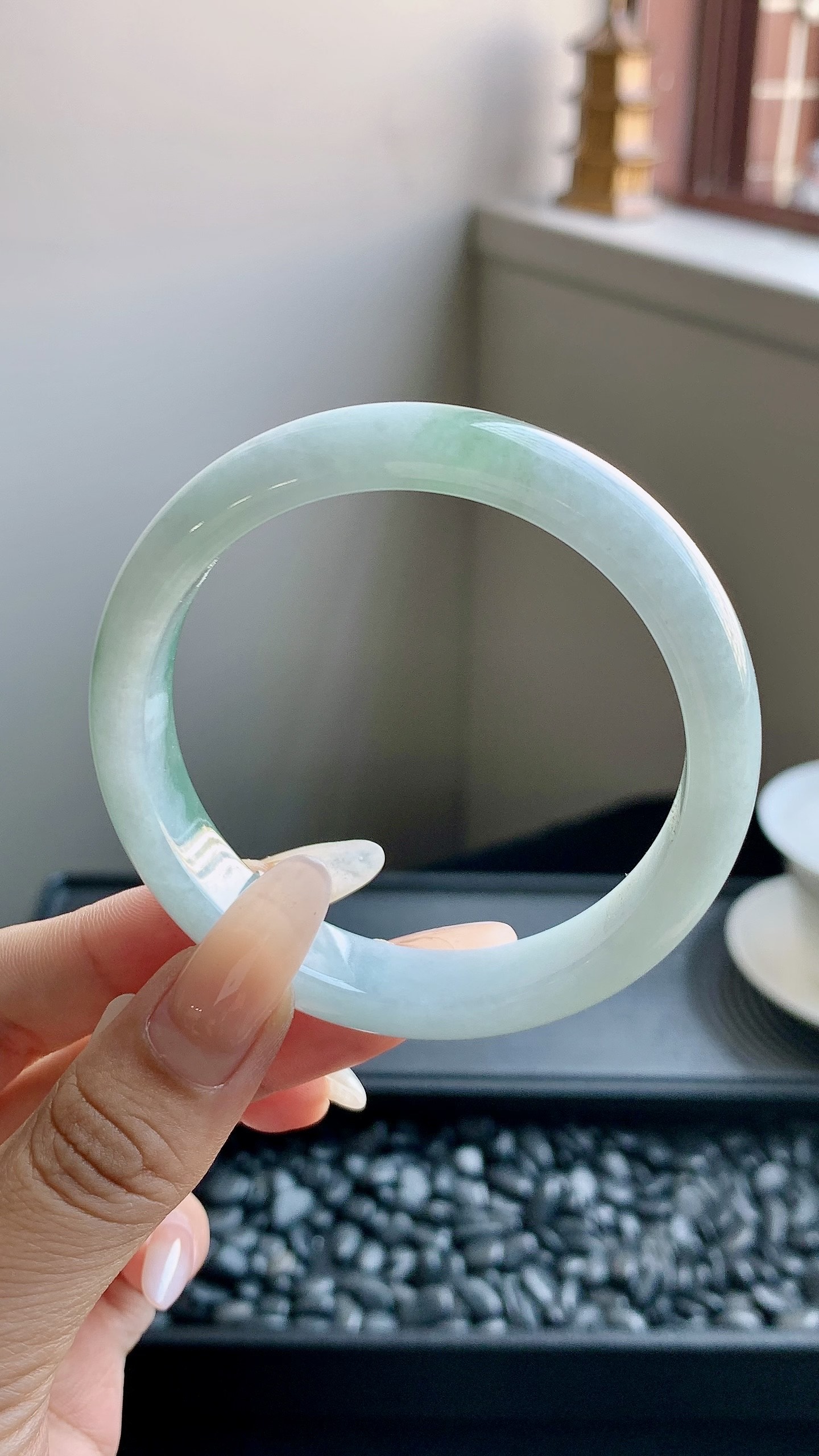 半山水正圈手镯成品（微瑕）HYY-9659 尺寸：55-12-7
