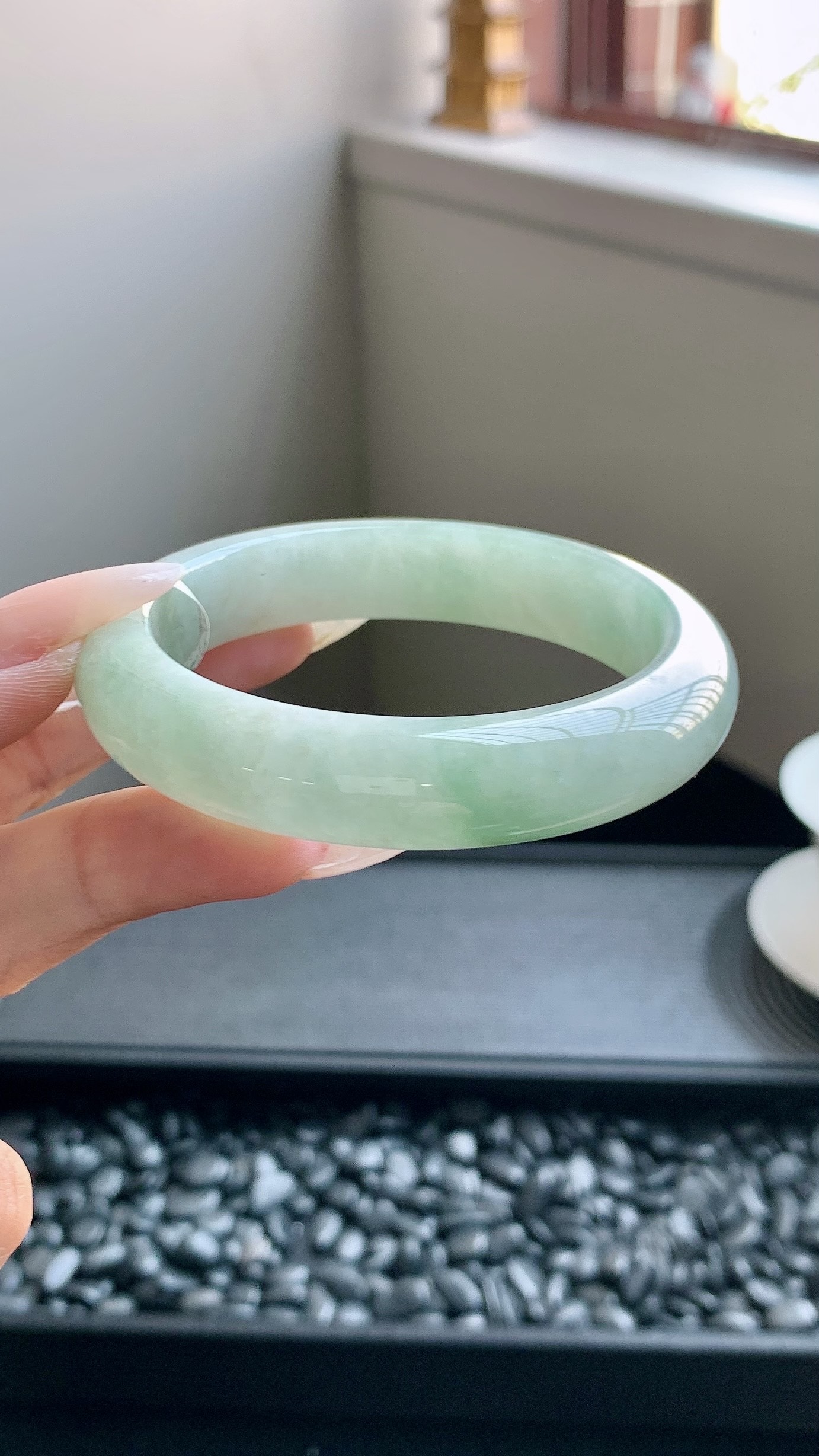 飘绿正圈手镯成品 HY-9004 尺寸：54-12-8.5