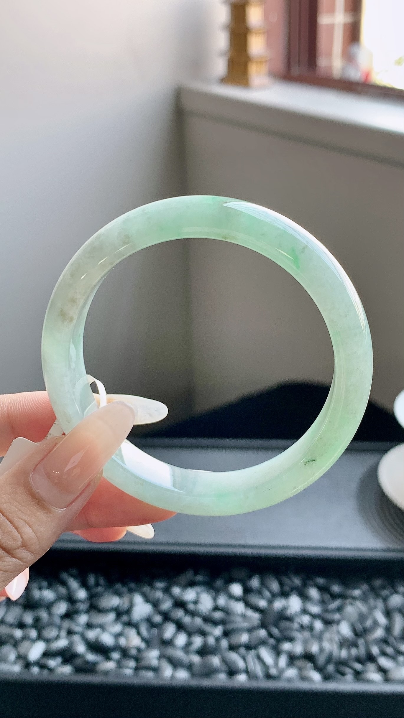 飘绿花正圈手镯成品 HYY-3572 尺寸：54-12-8