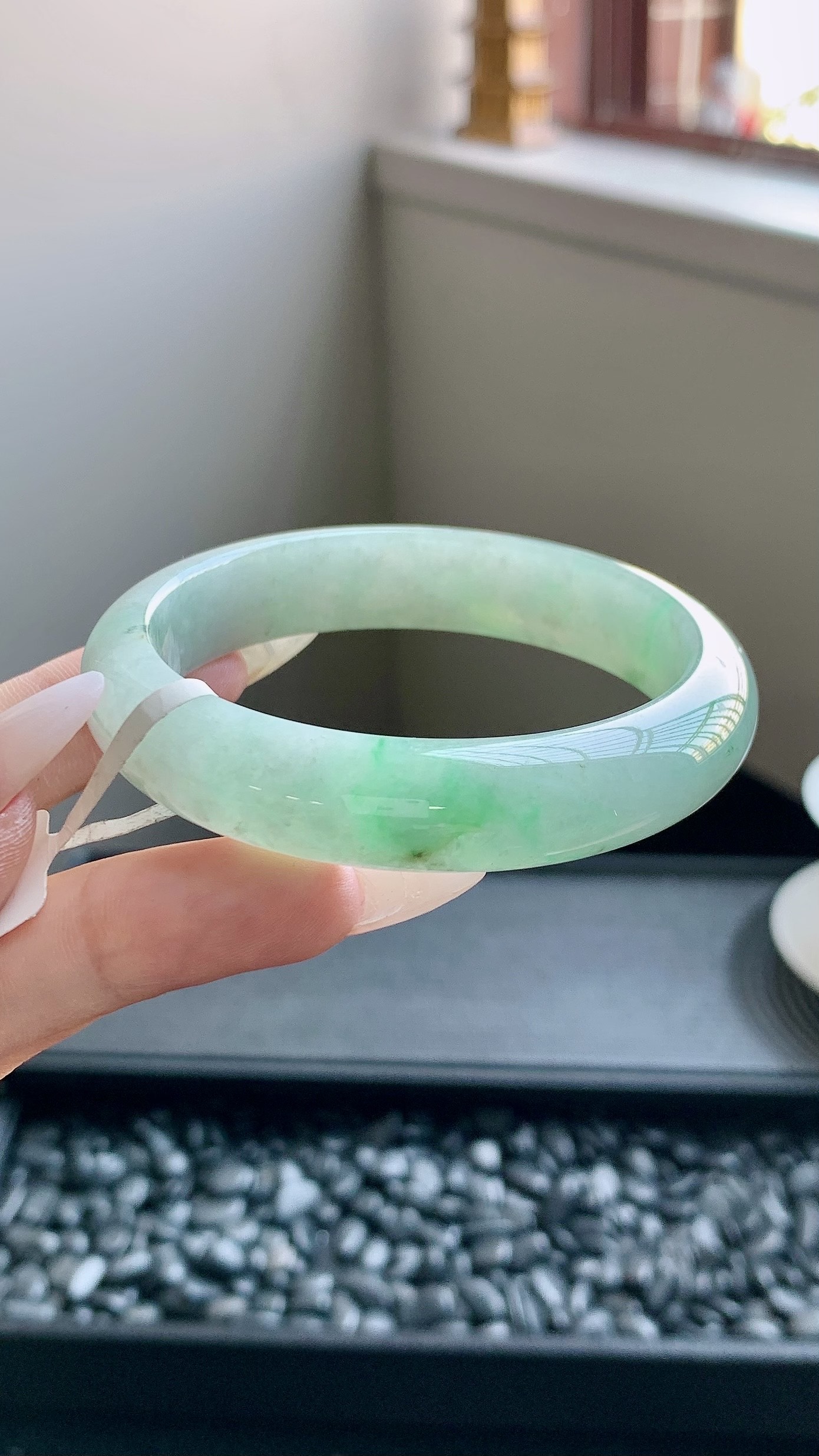 飘绿花正圈手镯成品 HYY-3572 尺寸：54-12-8