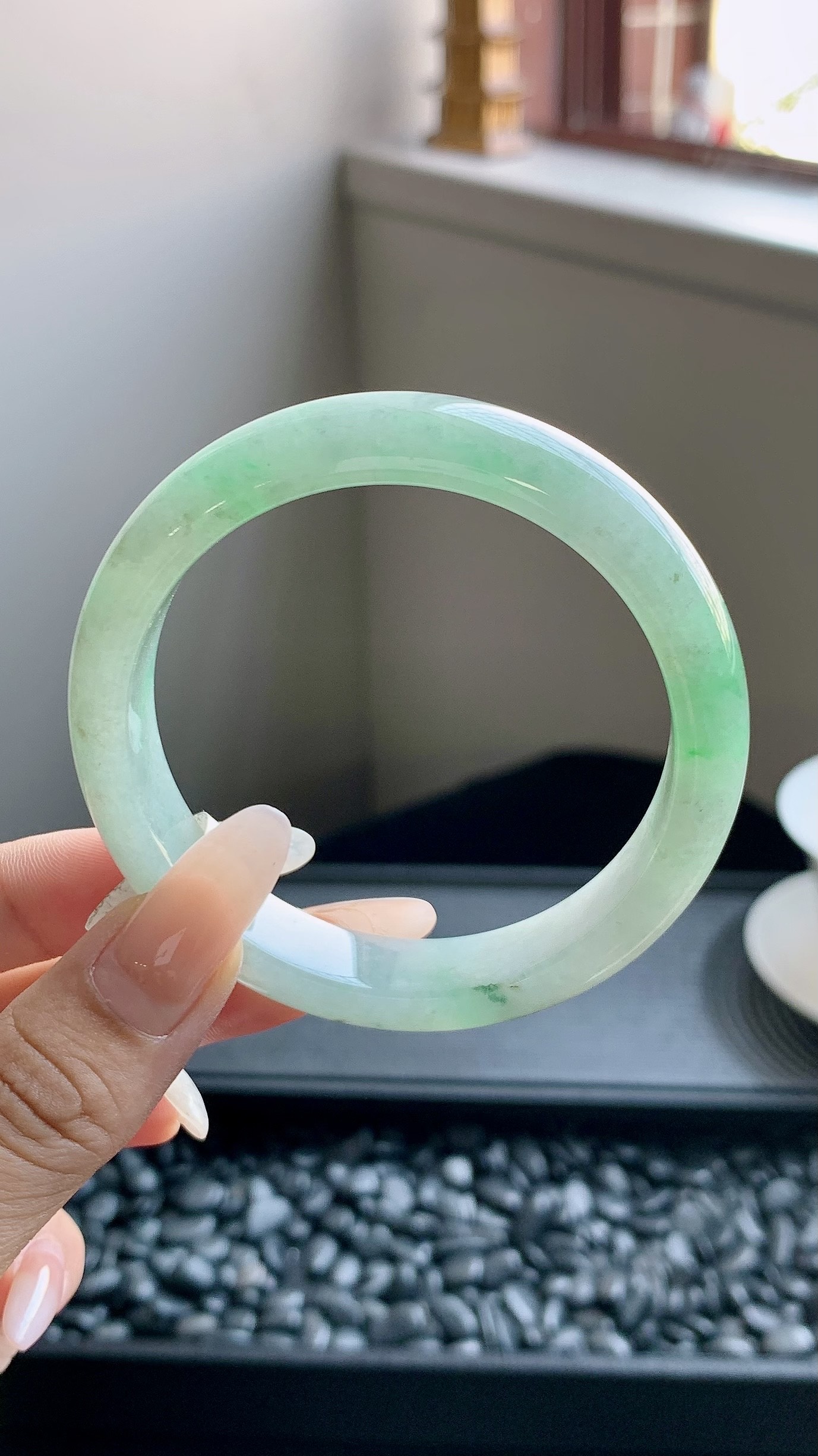 飘绿花正圈手镯成品 HYY-3572 尺寸：54-12-8