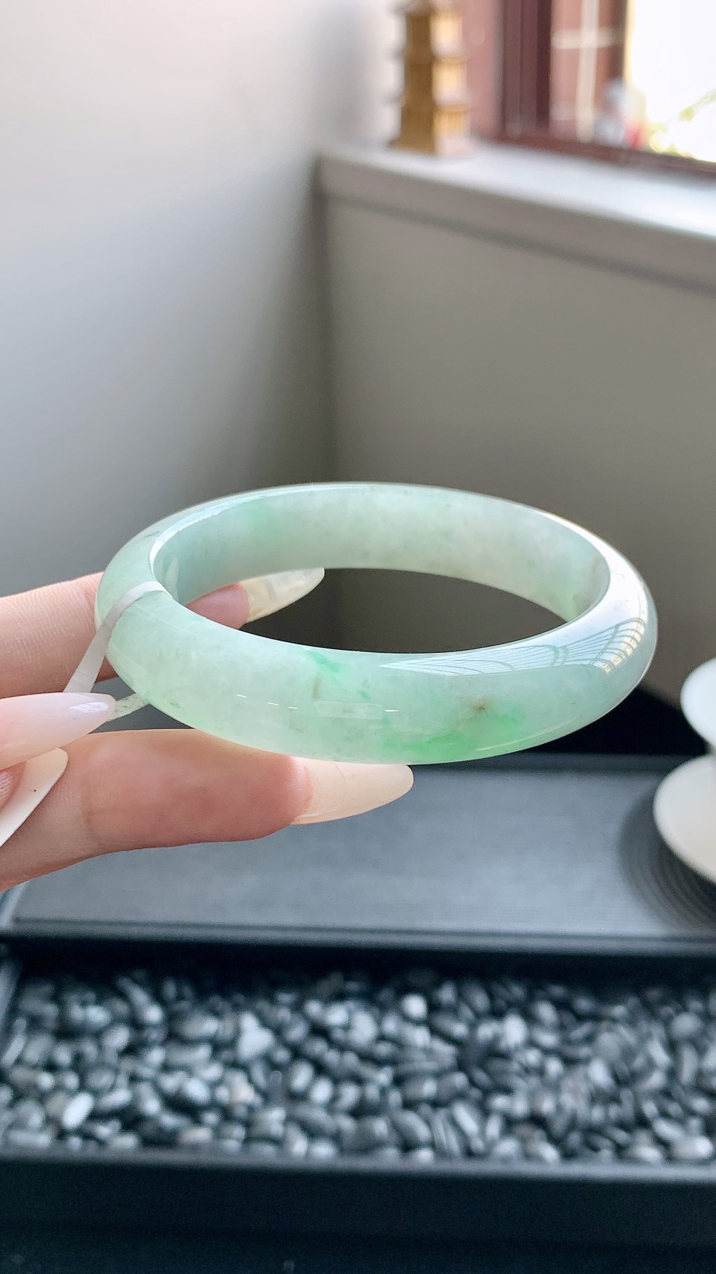 飘绿花正圈手镯成品 HYY-3572 尺寸：54-12-8