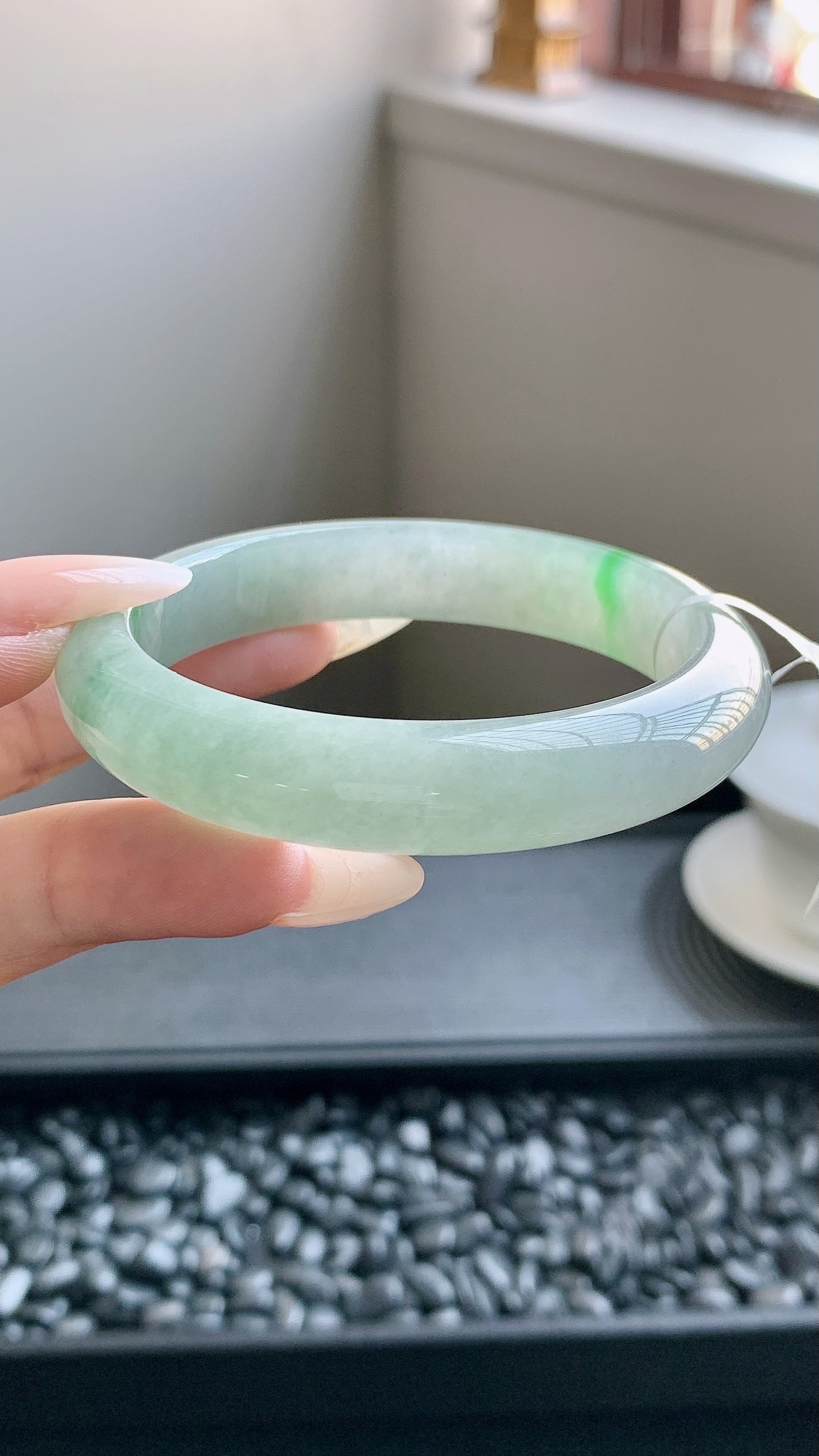 飘绿正圈手镯成品 HYC-1130 尺寸：55-12-8
